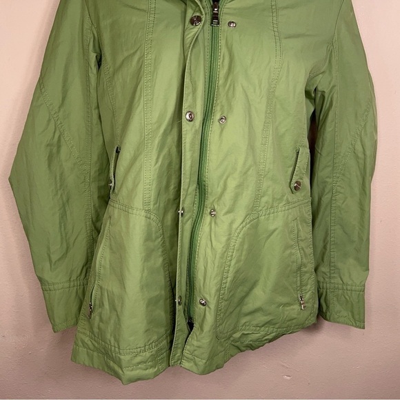 SMALL VINTAGE GALLERY BRAND WINDBREAKER JACKET COAT GREEN NYLON LINED HOODED - Picture 2 of 12